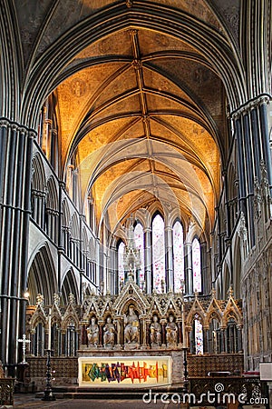 Altar and chancel of Worcester Cathedral, England, UK Editorial Stock Photo