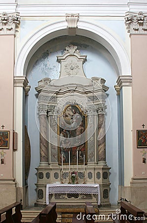 Altar in the church of Saints Vitus and Modestus in Groznjan, Croatia Editorial Stock Photo