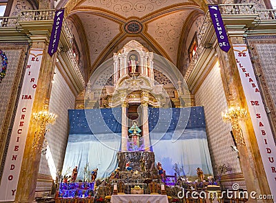 Altar Creche Christmas Parroquia Dolores Hidalalgo Mexico Stock Photo