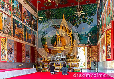 Altar inside the buddhist temple at Samui, Thai Editorial Stock Photo