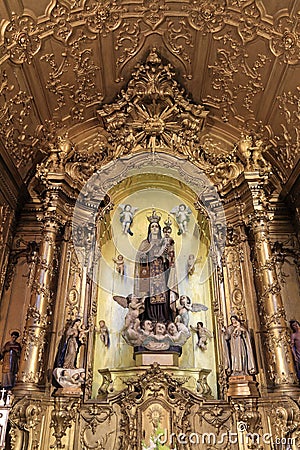 Altar inside of the Carmelitas church, Porto Editorial Stock Photo