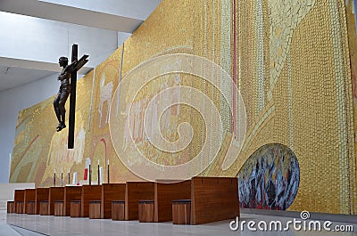 The altar inside the new Basilica of Fatima Editorial Stock Photo