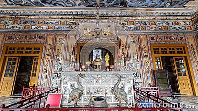 Altar Of Khai Dinh Emperor Inside Tomb Of Emperor Khai Dinh In Hue, Vietnam. Editorial Stock Photo