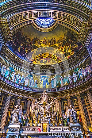 Altar Mary Angels Statues La Madeleine Church Paris France Stock Photo