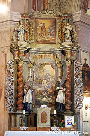 Altar of Saint Joseph in the church of the Visitation of the Virgin Mary in Garesnica, Croatia Stock Photo