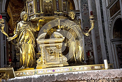 Altar of Sistine Chapel and Oratory of the Nativity in the Basilica of Santa Maria Maggiori in Rome Italy Editorial Stock Photo