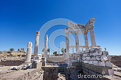 Altar of Zeus, Temple of Trajan in Acropolis of Pergamon or Pergamum is Ancient Greek City, Museum archeology outdoor, Landmark of Stock Photo