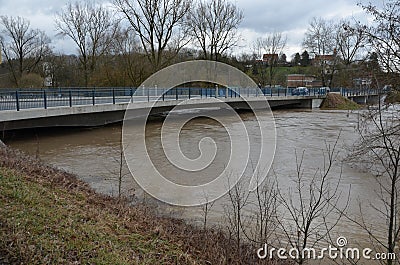 Flooding of the Neckar River near Altenburg Stock Photo