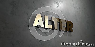 Alter - Gold sign mounted on glossy marble wall - 3D rendered royalty free stock illustration Cartoon Illustration