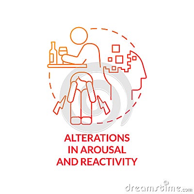 Alterations in arousal and reactivity red gradient concept icon Vector Illustration