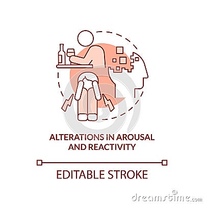 Alterations in arousal and reactivity terracotta concept icon Vector Illustration