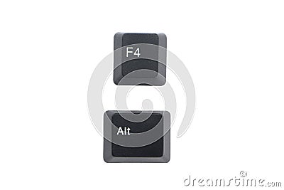 Alternate Alt and F4 computer key button isolated on white background with clipping path. Stock Photo