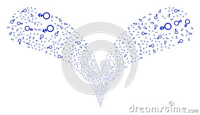 Alternate Gender Symbol Double Fireworks Fountain Vector Illustration