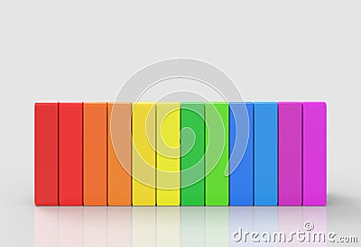 3d rendering. alternate rainbow colorful lgbt vertical bars on gray background Stock Photo