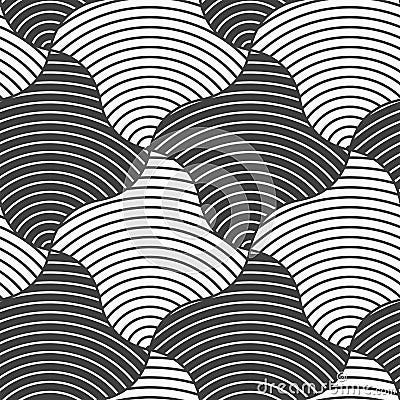 Alternating black and white wavy squares Stock Photo