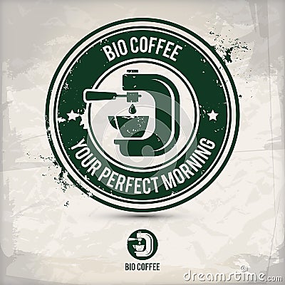 Alternative bio coffee stamp Cartoon Illustration