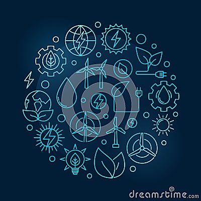 Alternative Energy circular blue illustration Vector Illustration