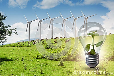 The alternative energy concept with windmills Stock Photo