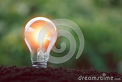 Alternative energy, Renewable Energy, saving energy, electricity light lamp from solar and finance, finance banking growth, energy Stock Photo