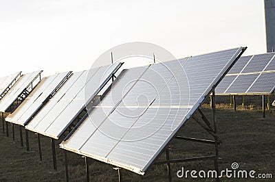 Alternative energy. Solar cells are directed to the sun. Editorial Stock Photo