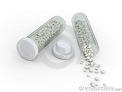 Alternative Homeopathy medicine herbs, healtcare and pills concept. 3D Stock Photo