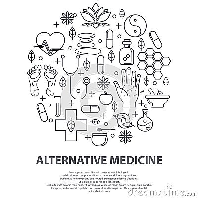 Alternative Medicine centre concept. Holistic center, naturopathic medicine, homeopathy, acupuncture, ayurveda, chinese Stock Photo