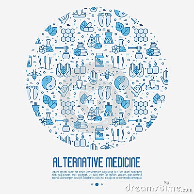 Alternative medicine concept in circle Vector Illustration