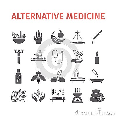 Alternative Medicine icons set. Naturopathy sign. Vector illustration. Vector Illustration