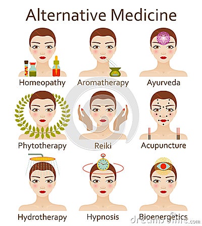 Alternative Medicine icons set Vector Illustration