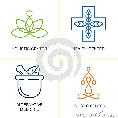 Alternative Medicine logos. Vector Illustration
