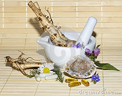 Alternative medicine still life Stock Photo