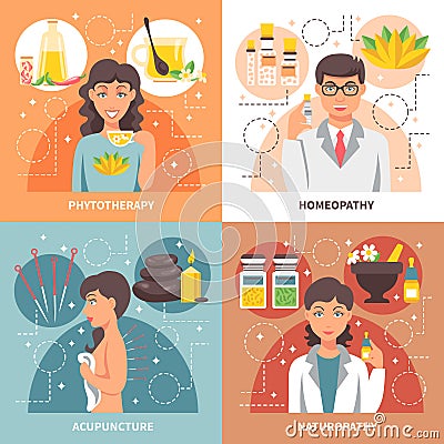 Alternative Medicine 2x2 Design Concept Vector Illustration