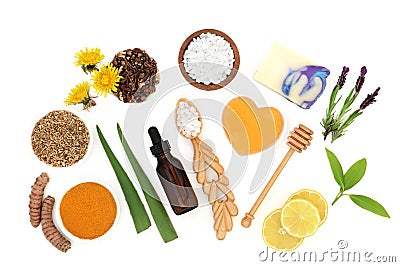 Alternative Natural Skin Care Beauty Treatment Products Stock Photo
