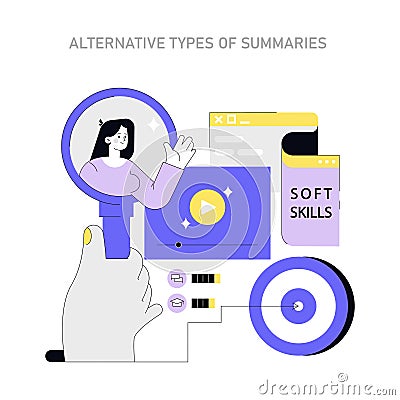 Alternative types summaries. Flat Vector Vector Illustration