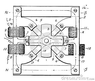 Alternator Inductor vintage illustration Vector Illustration