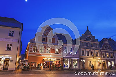 Altmarkt at night in Cottbus, Brandenburg, Germany Editorial Stock Photo