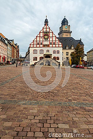 Altmarkt square with town hall in Plauen city in Germany Editorial Stock Photo