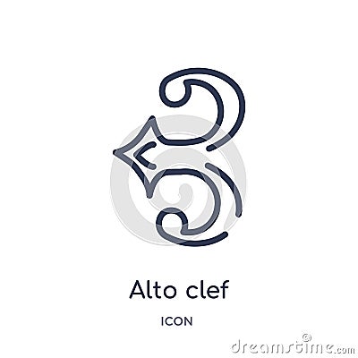 Alto clef icon from music and media outline collection. Thin line alto clef icon isolated on white background Vector Illustration