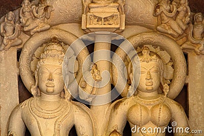 Alto-relievo of temples of Khajuraho Cartoon Illustration
