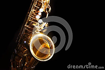 Alto saxophone in the dark Stock Photo