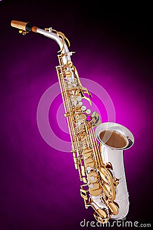 Alto Saxophone Isolated On Pink Stock Photo