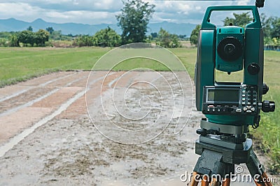 altometer for land surveyor. theodolite equipment for geodetic s Stock Photo