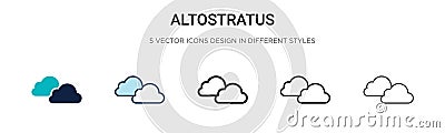 Altostratus icon in filled, thin line, outline and stroke style. Vector illustration of two colored and black altostratus vector Vector Illustration