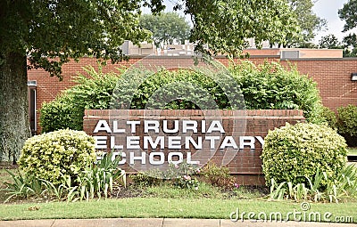 Altruria Elementary School Sign Bartlett, TN Editorial Stock Photo
