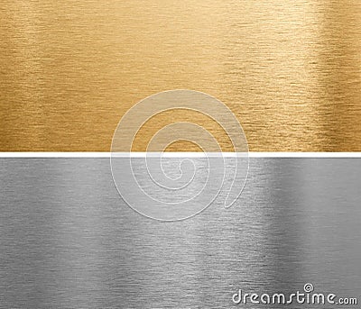 Aluminium and brass metal plates Stock Photo