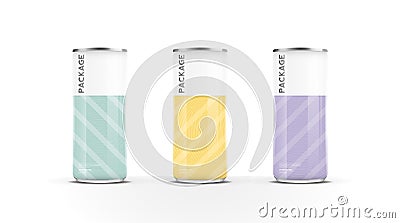 Aluminium cans for beer, water, juice energy drink or soda pack mock up template design on white background.vector Vector Illustration