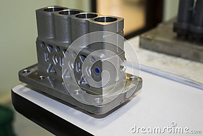 Aluminium casting and machining for injection pump Stock Photo