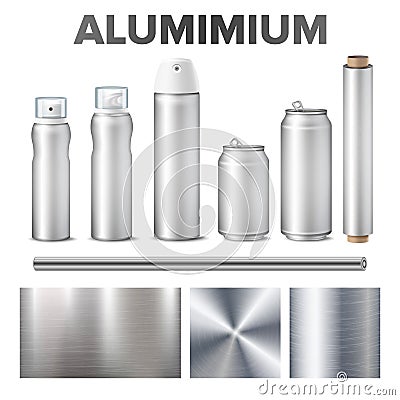 Aluminium And Product Made From Metal Stuff Vector Vector Illustration