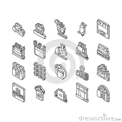 Aluminium Production Collection isometric icons set vector Vector Illustration