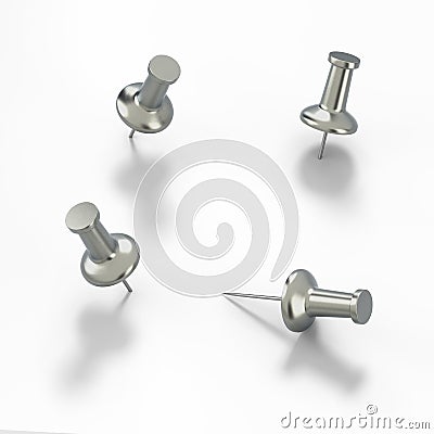 Aluminium pushpins in different angles Stock Photo